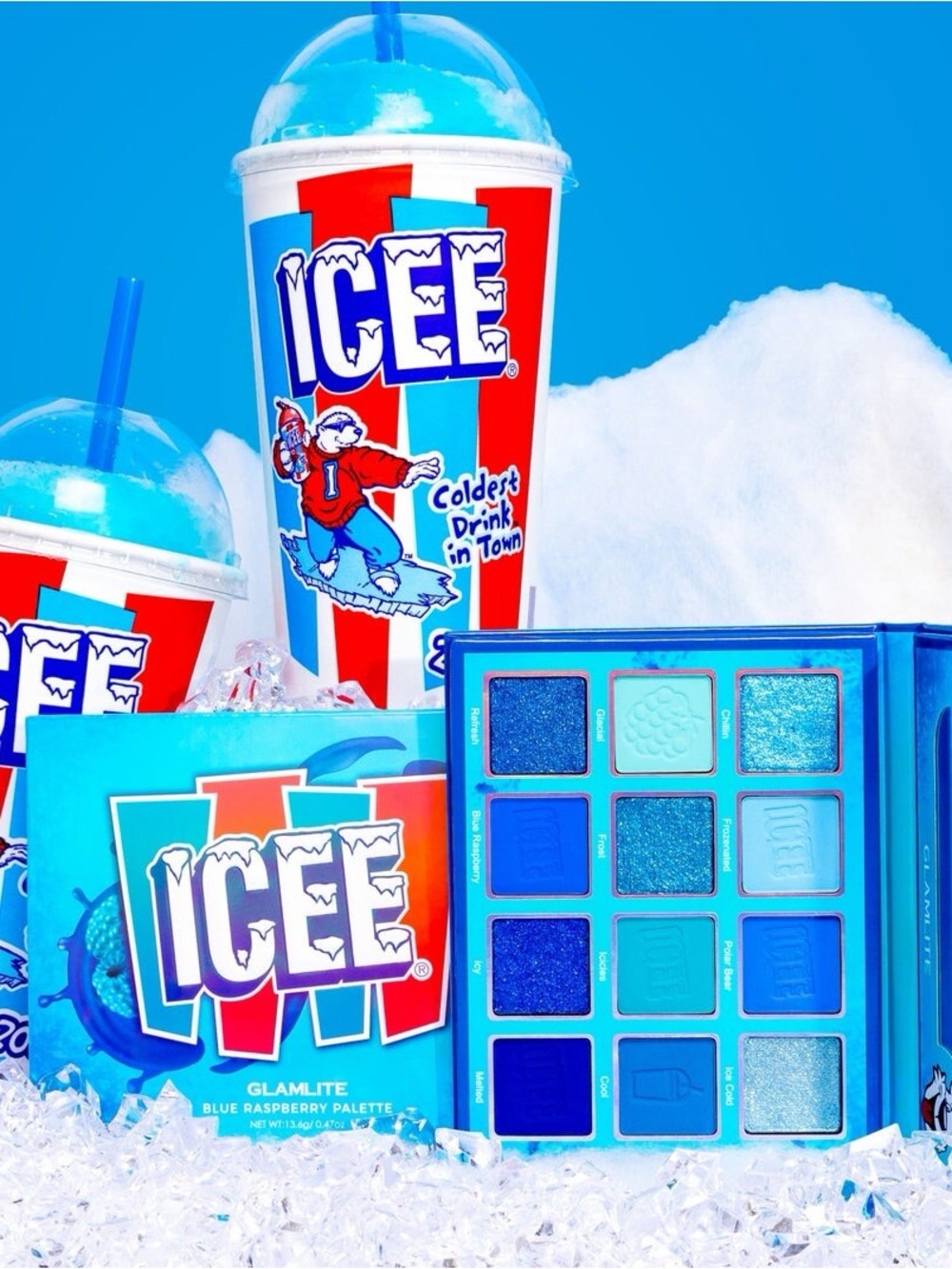GLAMLITE ICEE blue raspberry eyeshadow palette | PALETTE limited edition new.